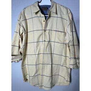 Mens Roper Button Down Long Sleeve Shirt Western Cotton In Butter Yellow Size XL